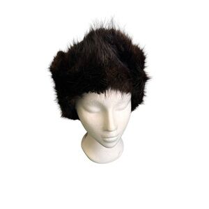 Vintage Beaver Fur Trapper Hat Aviator Brown Tie Ear Flaps Size XL